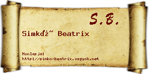 Simkó Beatrix névjegykártya
